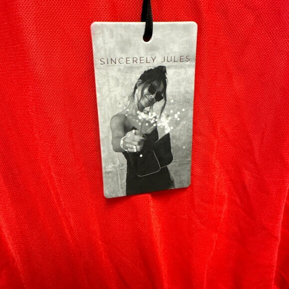 NEW Sincerely Jules Red V Neck Long Sleeve Crop Top NWT L Large Mesh - Picture 7 of 8